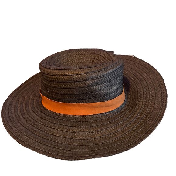 Madewell‎ Women\'s M/L Packable Braided Straw Hat Black Brown Band MD832 $40 main image 7